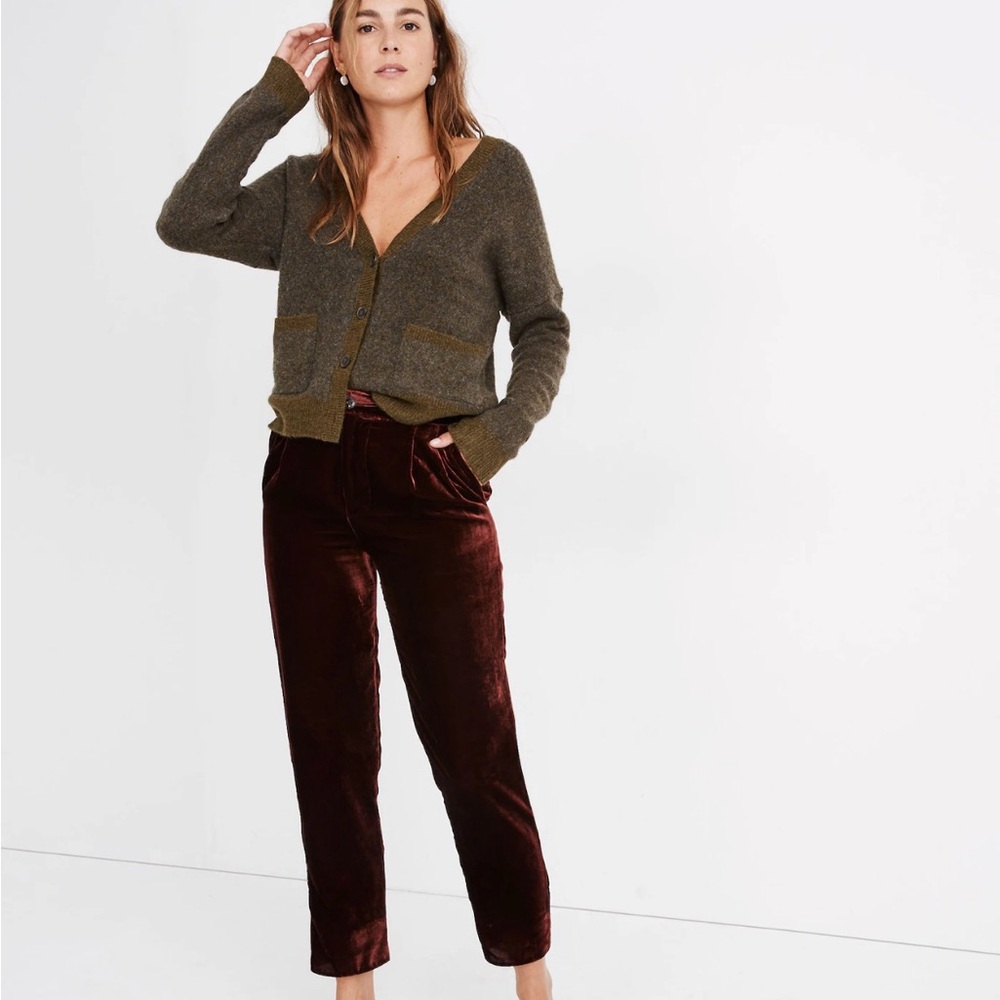 Madewell Tapered Velvet Pants - Merlot / Burgundy / Dark Red